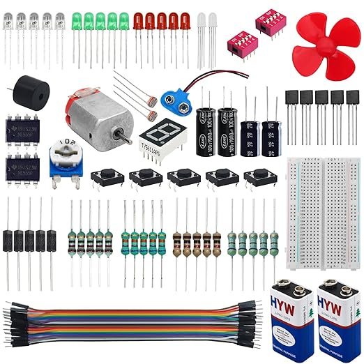 Vuon Starter Kit (70 ITEMS) 20+ DIY Projects with Electronics Components Breadboard, LEDs, Resistors, Switches etc